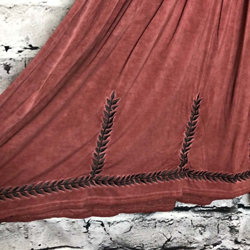 POL Embroidered Dress. Red Brick. - Picture 6 of 11